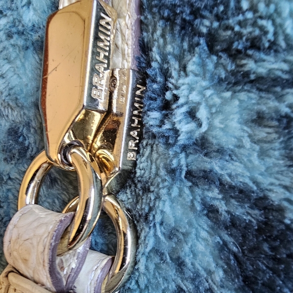 Brahmin Marianna Champagne Pearl Shiny Structured leather Luxury Rare bag - Picture 6 of 14